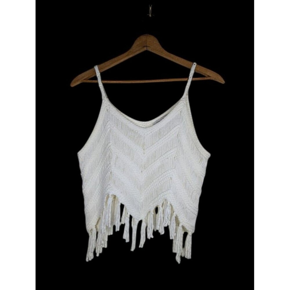 Crochet Sweater Cami Tank Top Large Crop Cottagecore Boho Indie Festival Hippie